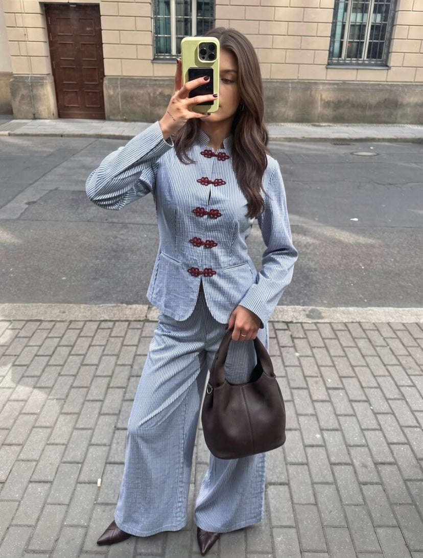 Mandarin Striped Set