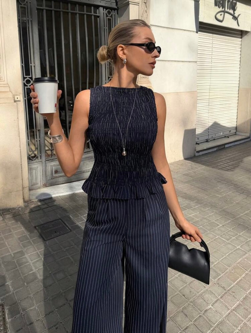 Navy Blue Ruched Set