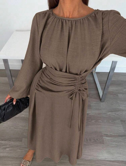 Coffee Ruched Dress