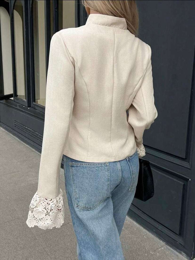 Lace-trim Mandarin Jacket