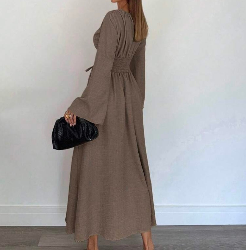 Coffee Ruched Dress