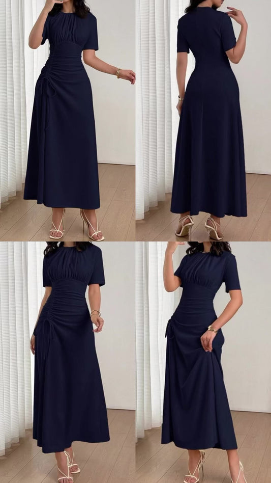 Navy blue ruched dress